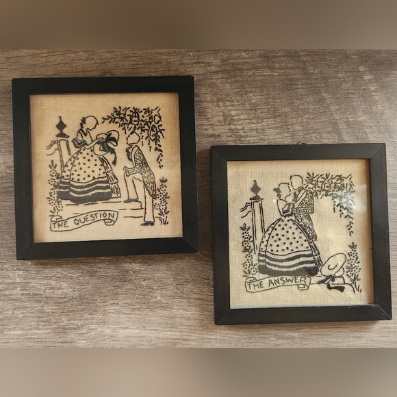 Vintage Silhouette embroidered Pictures - Picture 4 of 8